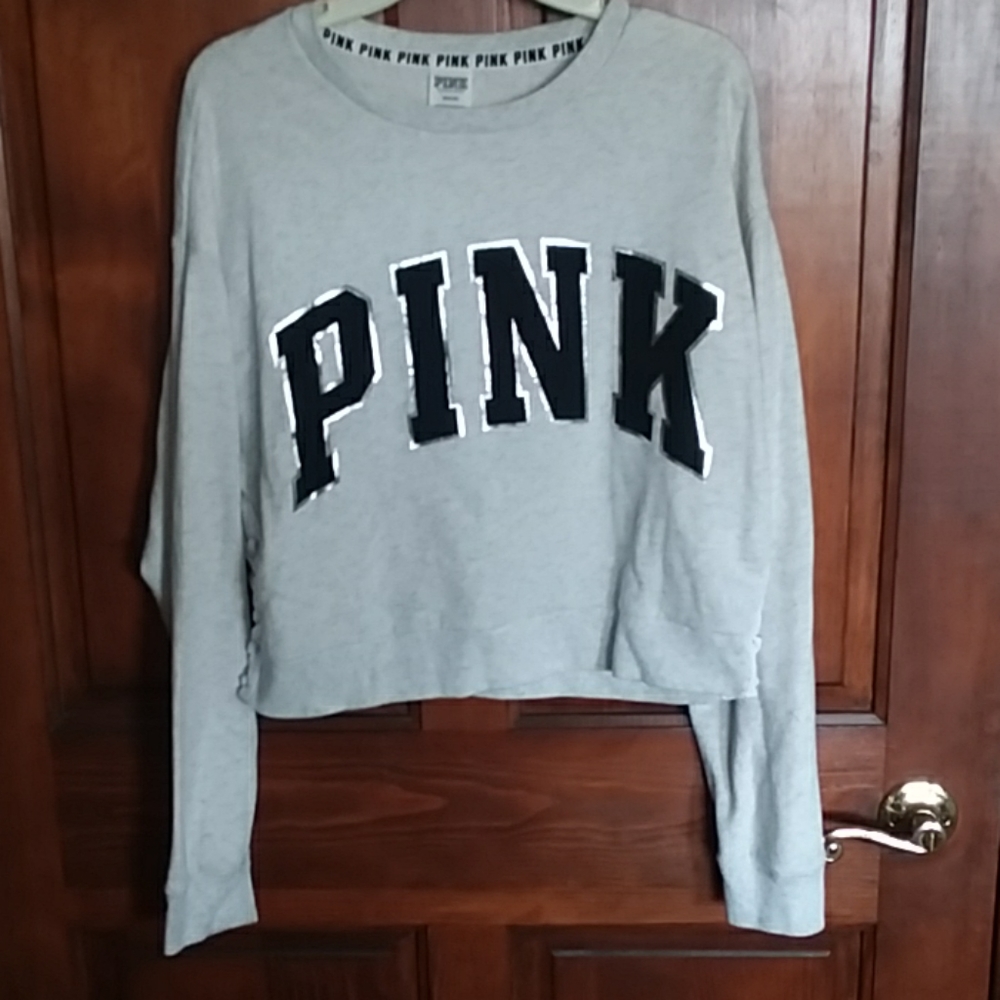 Pink crop crew sweatshirt